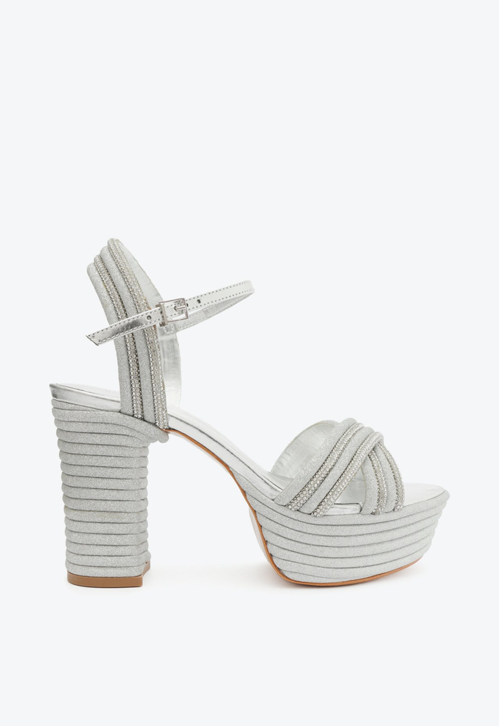 Sandália Plataforma Latifah Glam Prateada