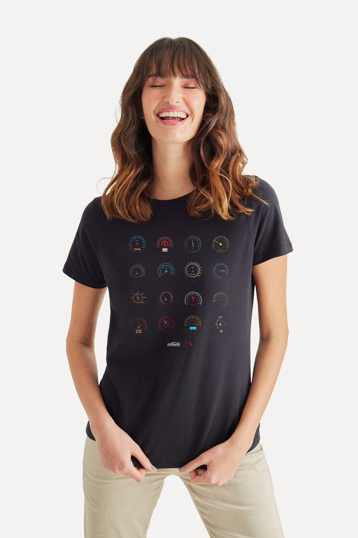 Camiseta Preta Reserva Fem Velocímetros Acelerados