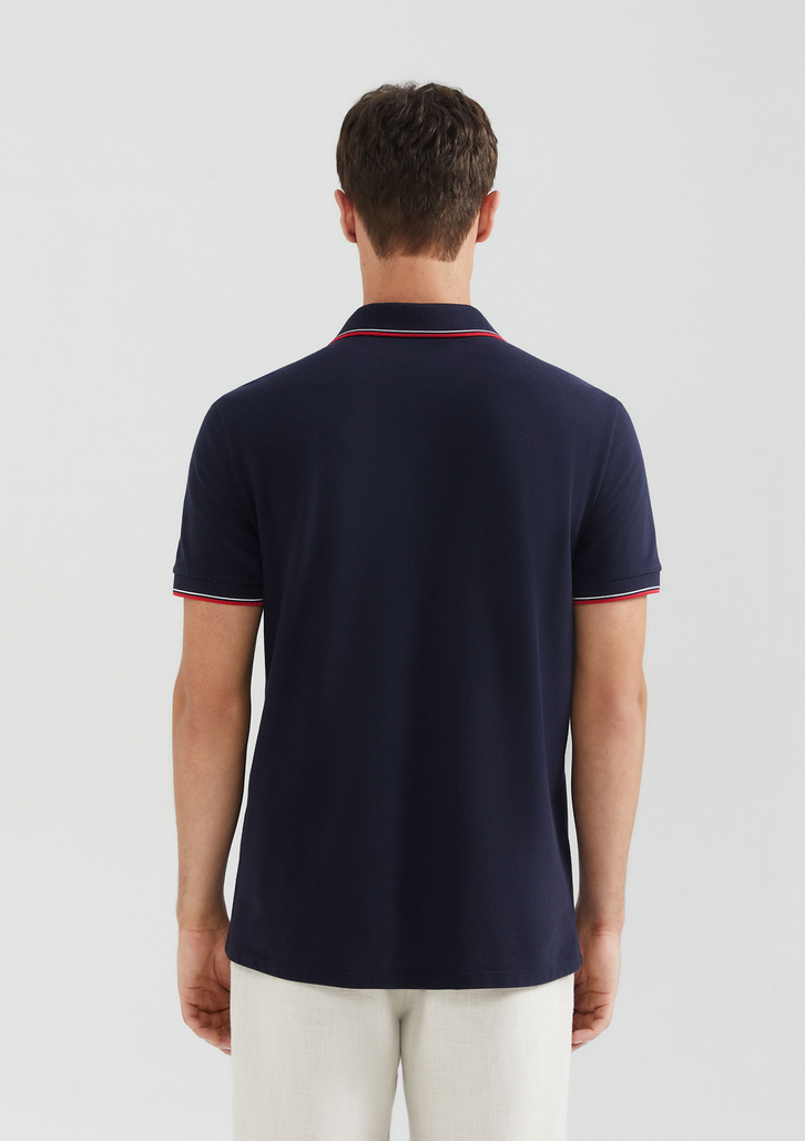 Camisa Polo Básica Azul Hering Manga Curta Em Piquet