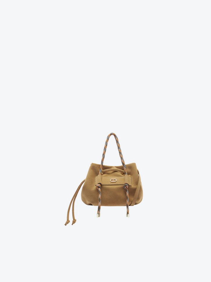 Bolsa Bucket Pequena Cordão Bege