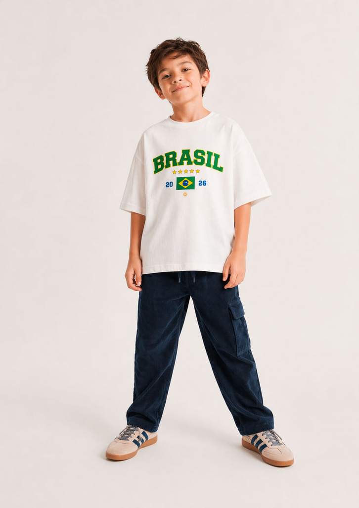 Camiseta Off-White Hering Kids Unissex Estampada Drop Brasil