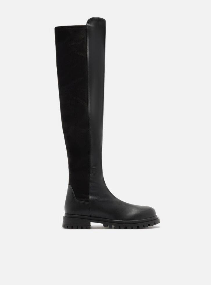 Bota Over The Knee Preta Sola Tratorada