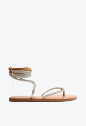Sandália Rasteira Casual Bege Schutz Kittie Glam