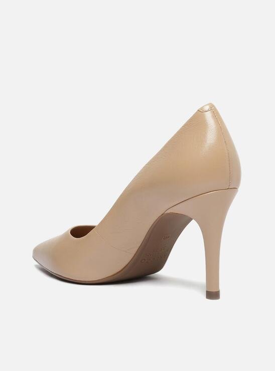 SCARPIN NUDE AREZZO COURO BICO FINO