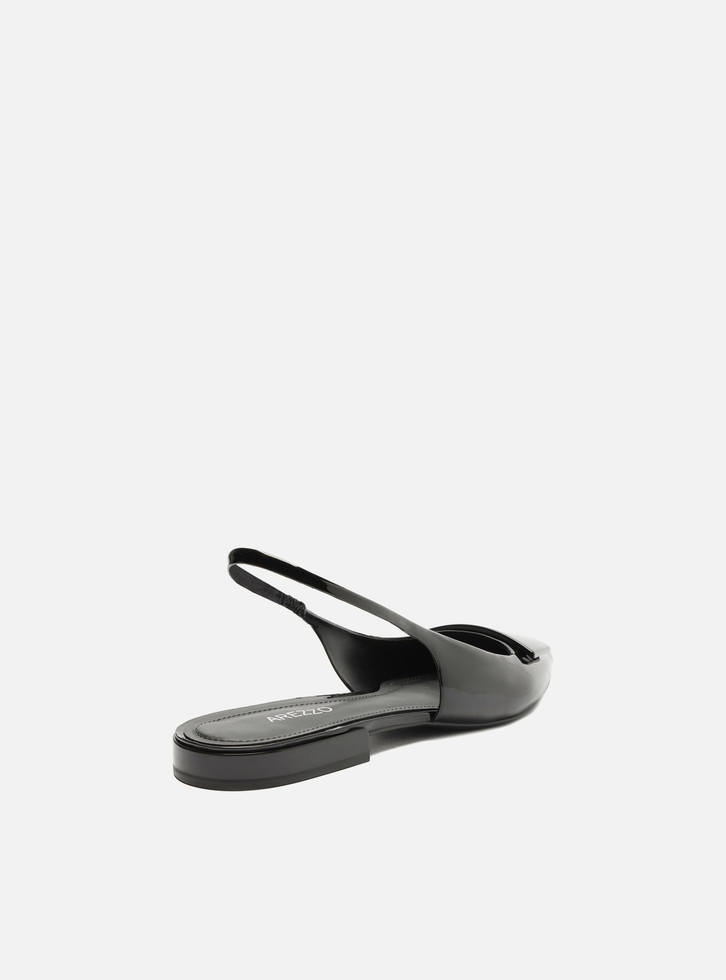 Sapatilha Preta Arezzo Bico Fino Slingback Aplicação