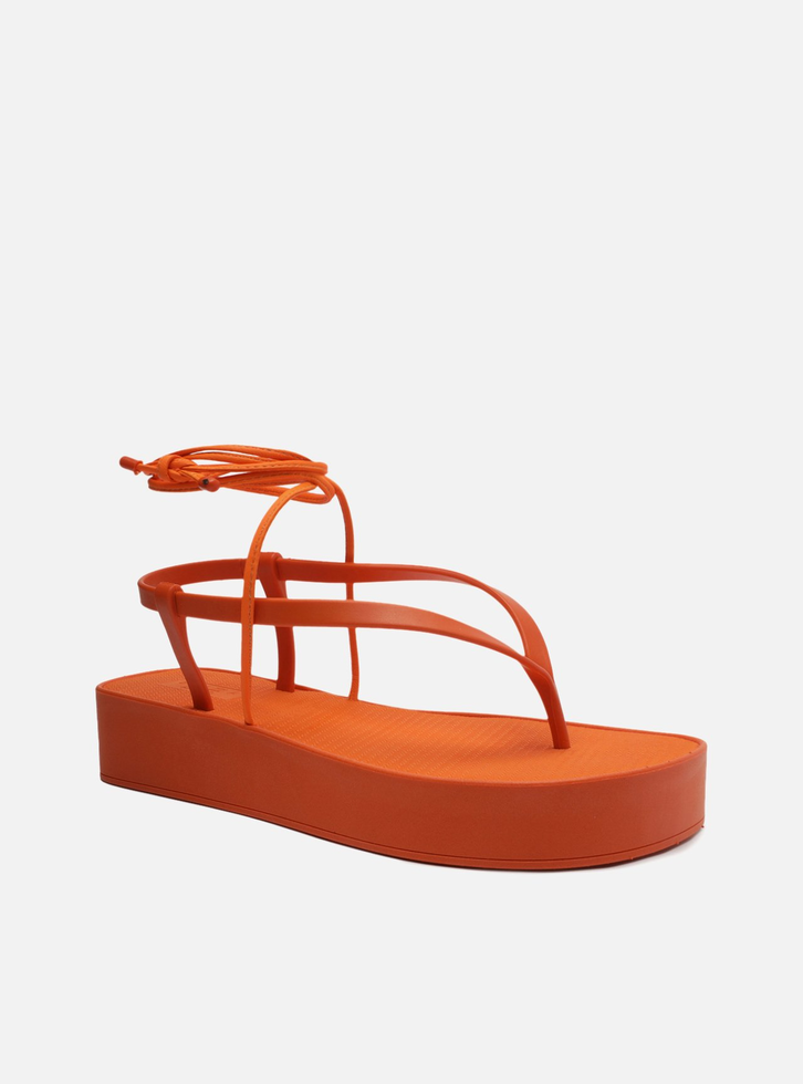 Sandália Laranja Tangerine Flatform Amarração Brizza