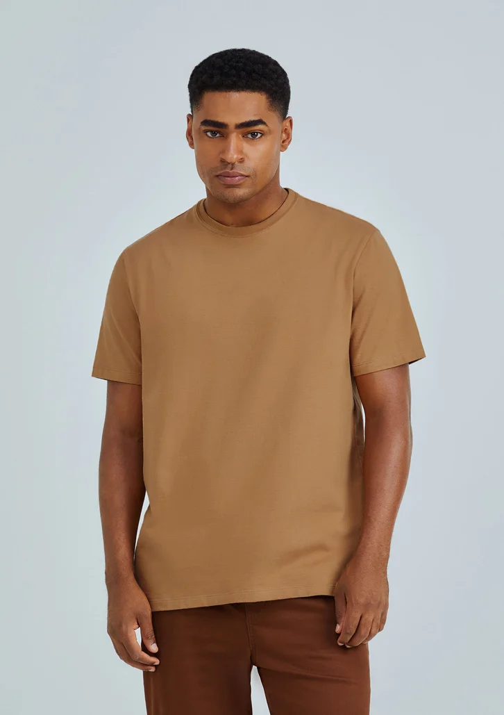 Camiseta Marrom Médio Hering Básica Comfort Super Cotton