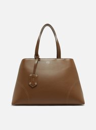 Bolsa Tote Marrom Grande Costuras Bag Charm