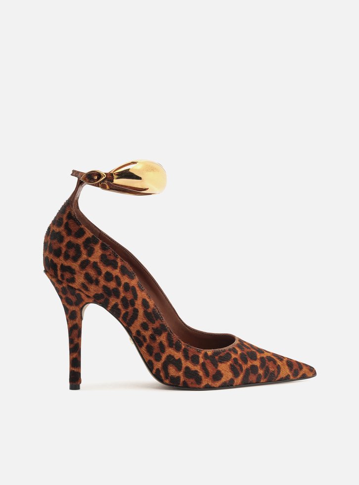 Scarpin Animal Print Salto Fino Tira Silvia Braz