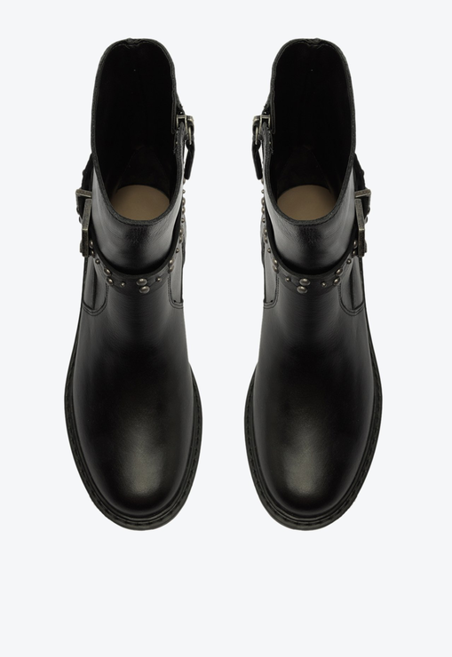 Bota Lyn Studs Tratorada Couro Preta