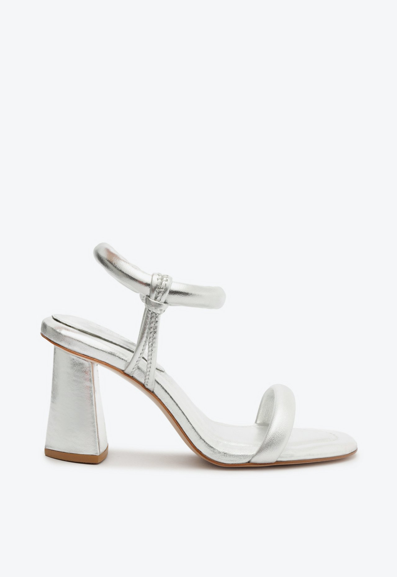 Sandália Prata Schutz Salto Alto Triangle | ZZ MALL