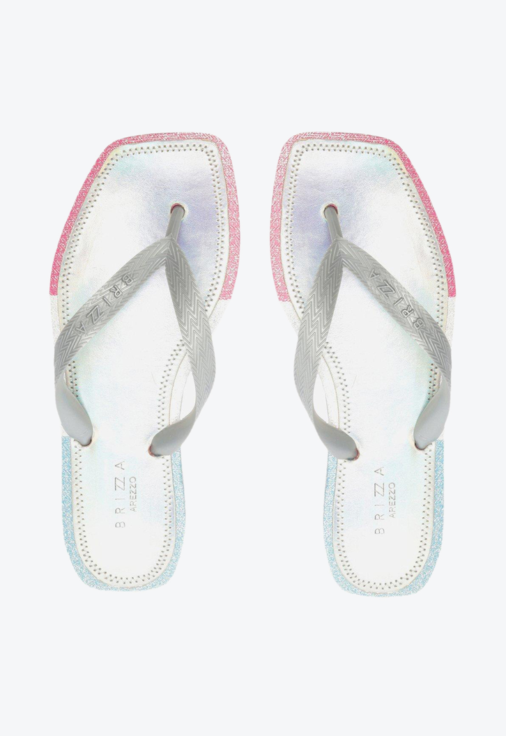 Chinelo De Dedo Prata Brizza Color Glitter Square