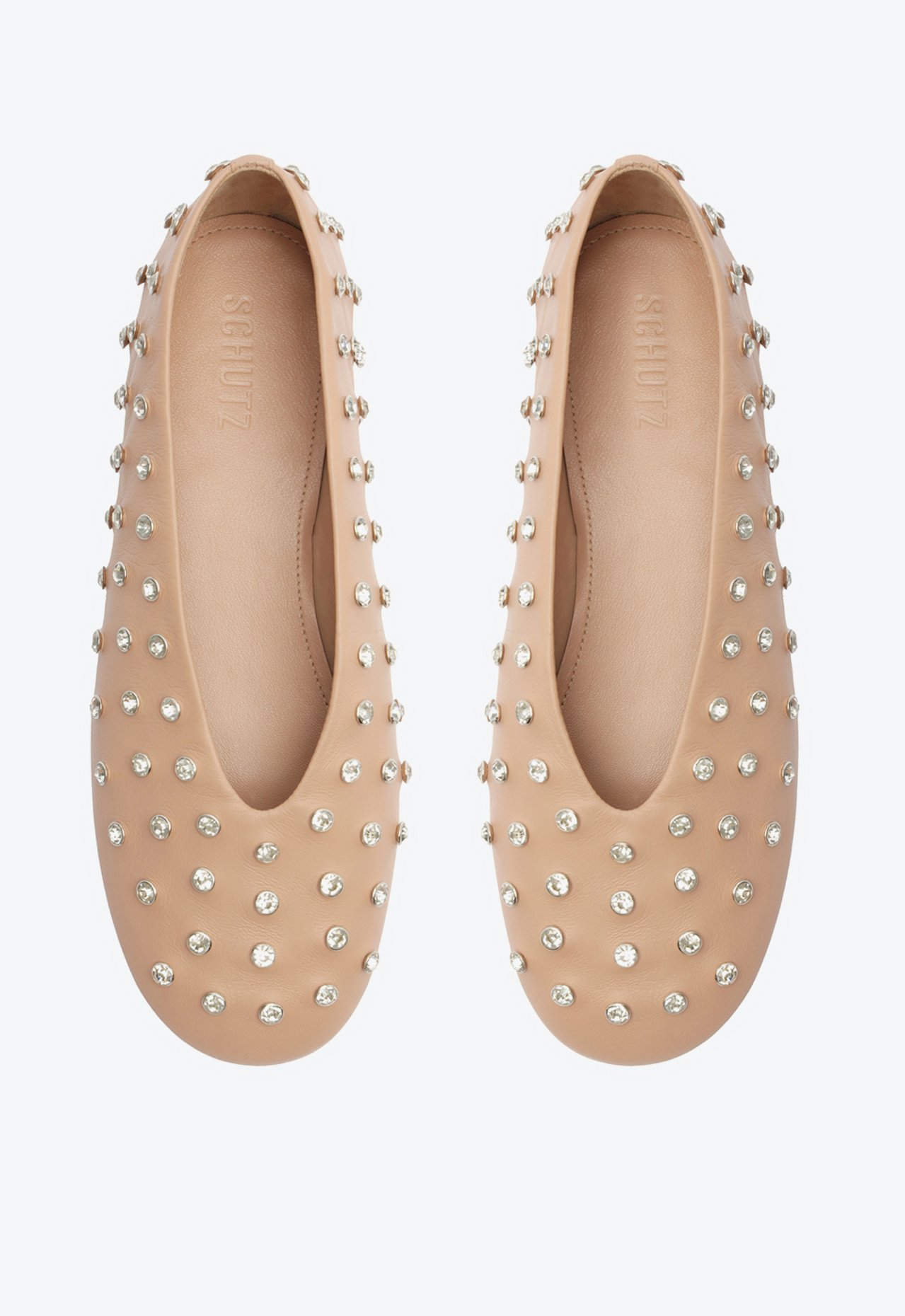 ◆Daphne◆ Sapatilha Bege Schutz Daphne Couro Tachas | ZZ MALL