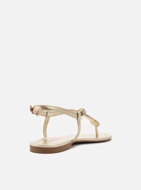 Rasteira Dourada Tiras Slim Pedraria Snake