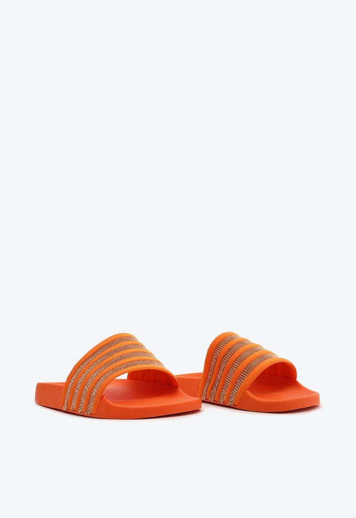 Rasteira Slide Laranja Anacapri Tiras Brilhosas