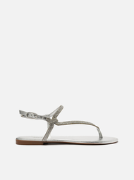 Sandália Rasteira Prata Arezzo Tira Lateral Strass