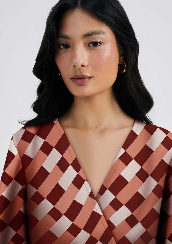 Vestido Vinho Hering Curto Estampado Em Viscolinho