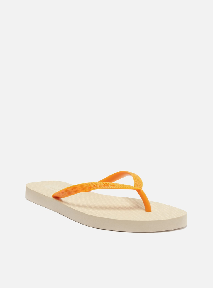 Chinelo de Dedo Branco e Laranja e Pouch