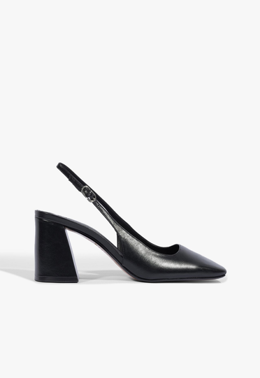 Slingback Leia Block Couro Preto | ZZ MALL