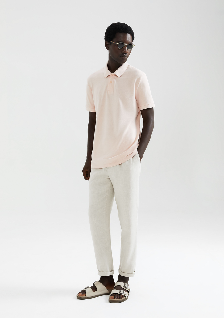 Camisa Polo Rosa Hering Em Piquet