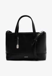 Bolsa Tote Preta Anacapri Média Lisa Chaveiro