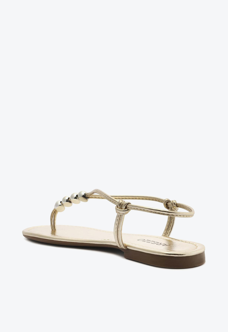 Sandália Rasteira Dourada Arezzo Slim Light Citrus