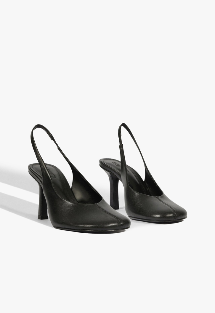 Sapato Scarpin Slingback Brigitte Sling Couro Preto | ZZ MALL