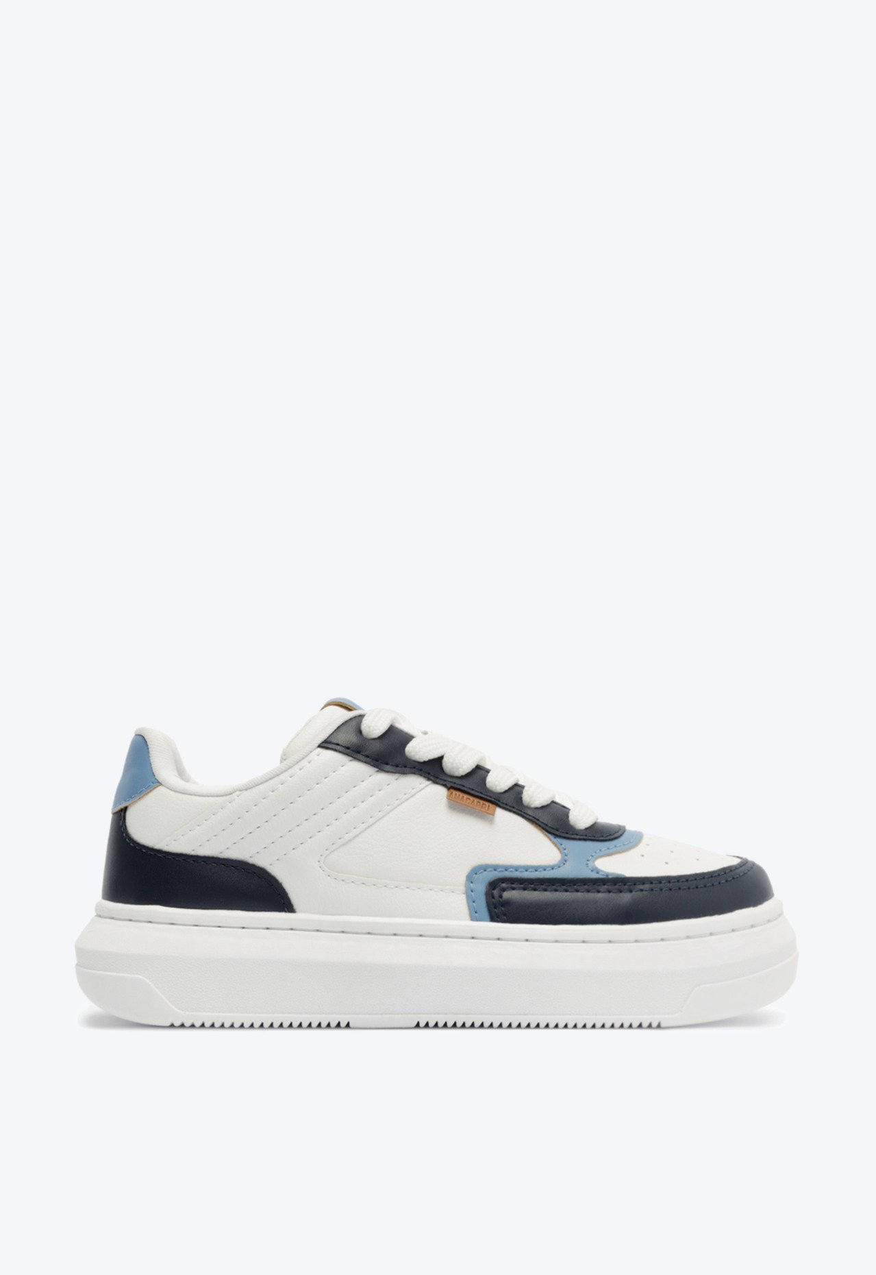 Tênis Branco Anacapri Recortes Azul Robusto Pespontos