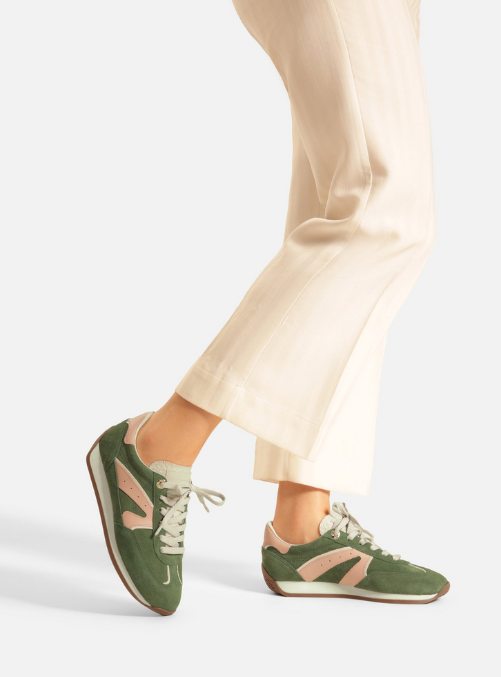 Tênis Verde Couro Rosa Vintage