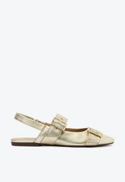 Sapatilha Slingback Tiras Fivela Dourada