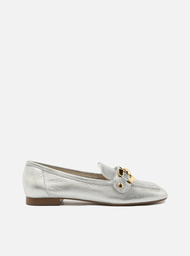 Loafer Prateado Arezzo Couro Bridão Switch