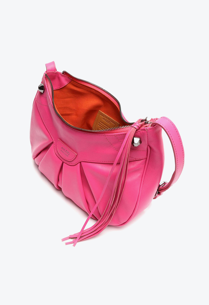Bolsa Tiracolo Rosa Arezzo Couro Piera Média