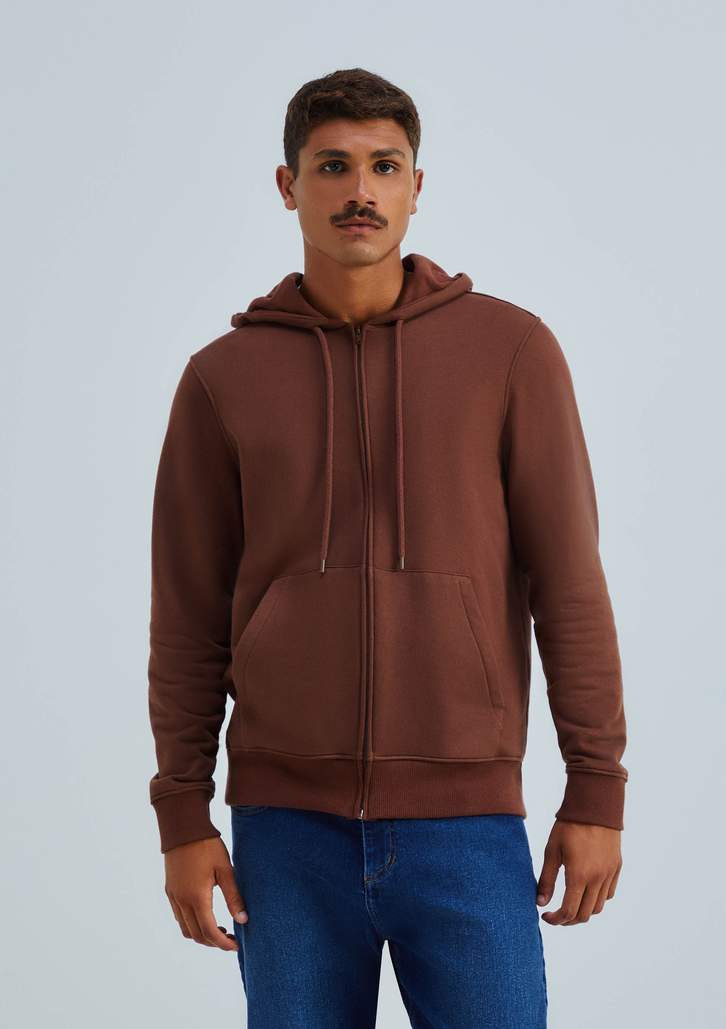 Jaqueta Marrom Hering Básica Masculina Em Moletom Peluciado