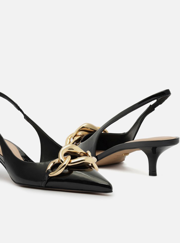 Scarpin Preto Salto Kitten Slingback Elos