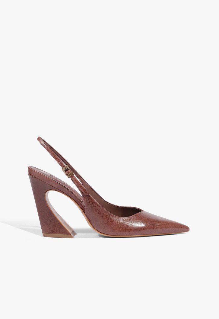 Scarpin Schutz Lexi Salto Médio Couro Marrom