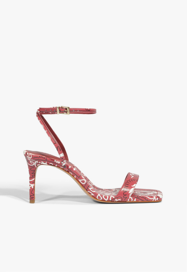 Sandália Stiletto Couro Vermelho