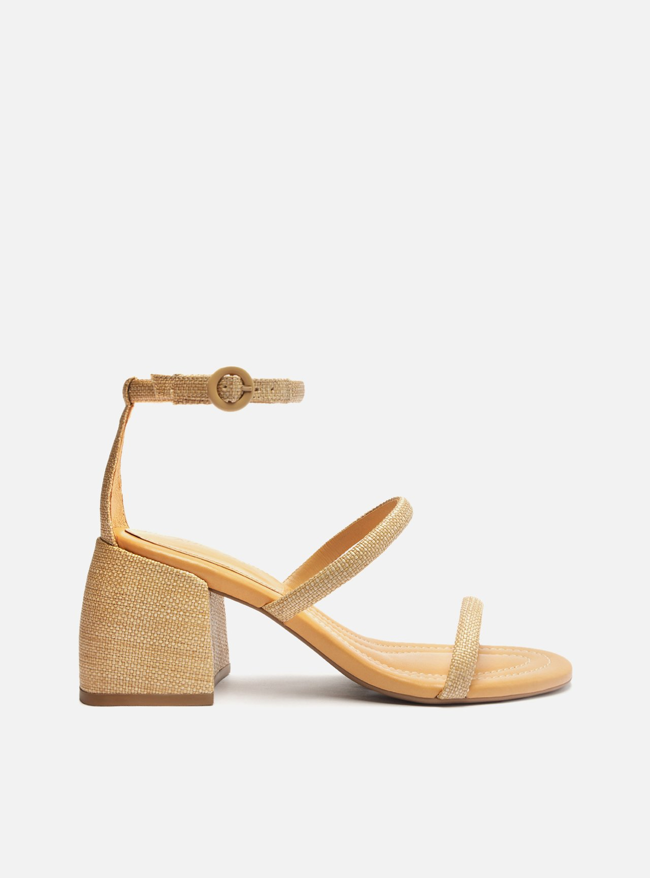 Sand lia Bege Arezzo Palha Salto M dio Bloco Tiras ZZ MALL
