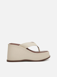 Tamanco Plataforma Branco Marrom Arezzo Couro Thong