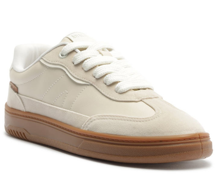 Tênis Lua Sola Alta Recortes Suede Branco Off