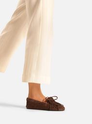 Mocassim Marrom Acamurçado Franjas Laço | ZZ MALL