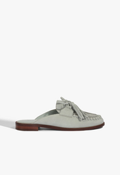 Mule Mocassim Kim Nobuck Azul Claro