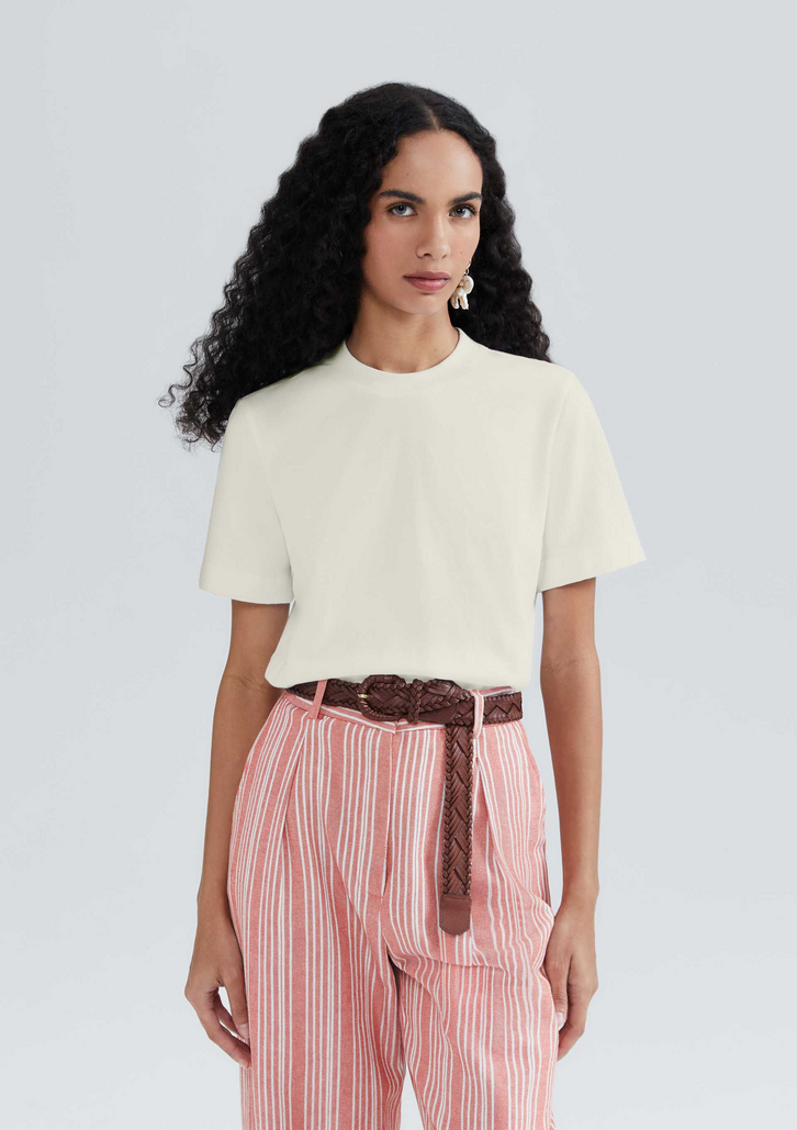 Blusa Bege Hering Feminina Manga Curta Super Cotton