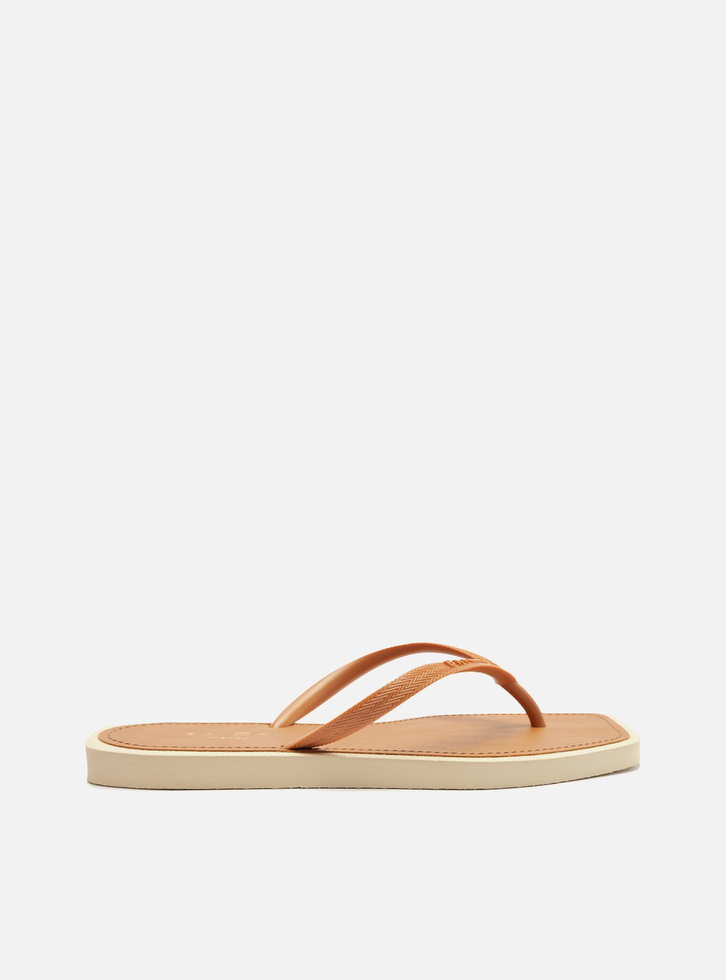 Chinelo de Dedo Laranja Square Bicolor Brizza