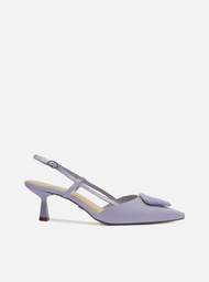 Scarpin Lilás Arezzo Couro Bico Fino Slingback Detalhe