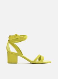 SANDÁLIA VERDE AREZZO COURO SALTO BLOCO LACE UP