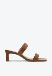 Sandália Mule Marrom Schutz Salto Couro