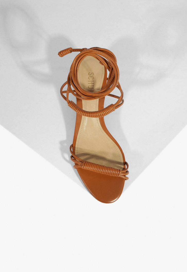 Sandália Block Heel Lace-Up Marrom