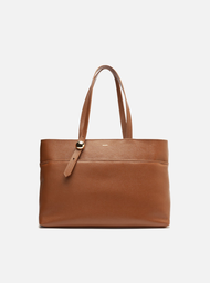 Bolsa Shopping Marrom Couro Grande Metal Bold