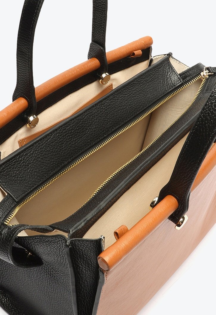 Bolsa Shopping Marrom Arezzo Couro Hailey Grande