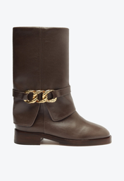 Bota Bege Schutz Jerry Couro Cano Médio